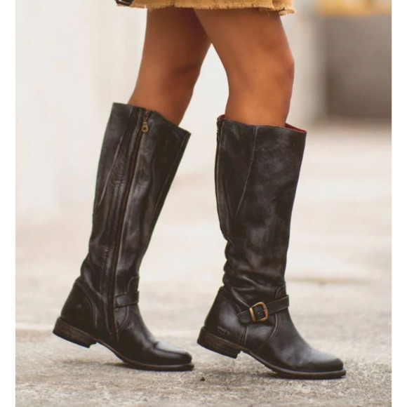 Bed Stu Shoes - EUC Bed Stu Glaye Wide Calf Riding Tall Leather Boots distressed Rustic Size 7